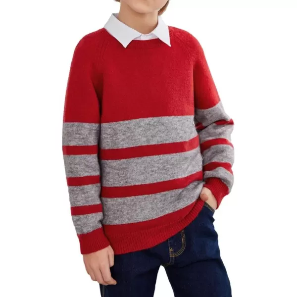 Arshiner Kids Boys Pullover Crewneck Sweater Long Sleeve Knit Stripe Casual Sweater for 5-13Years