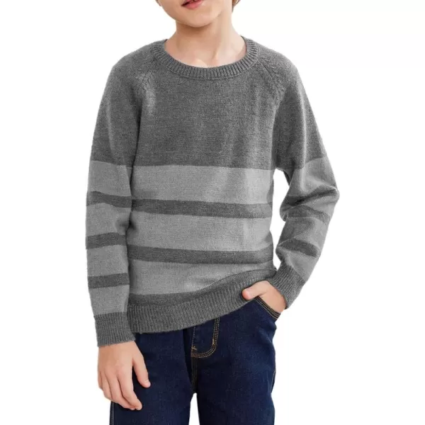 Arshiner Kids Boys Pullover Crewneck Sweater Long Sleeve Knit Stripe Casual Sweater for 5-13Years