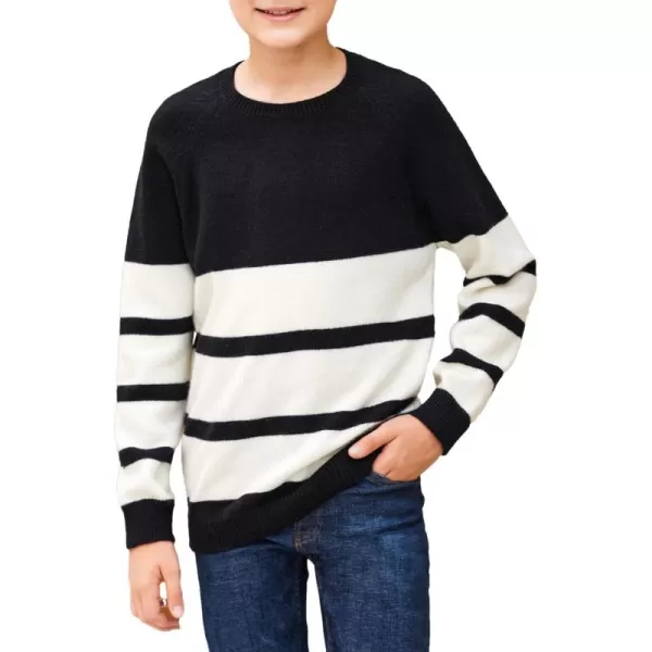 Arshiner Kids Boys Pullover Crewneck Sweater Long Sleeve Knit Stripe Casual Sweater for 5-13Years