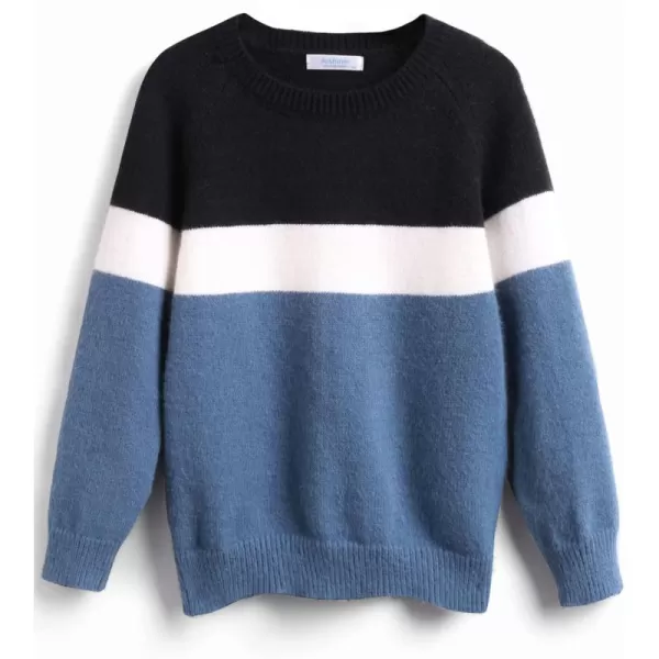 Arshiner Kids Boys Pullover Crewneck Sweater Long Sleeve Knit Stripe Casual Sweater for 5-13Years