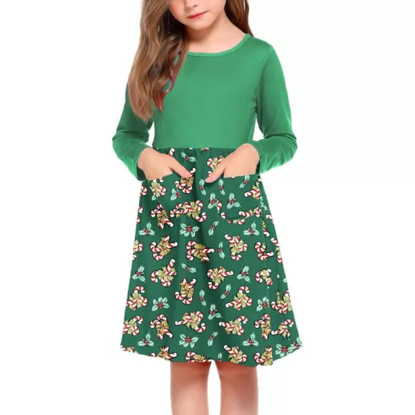 Arshiner Little Girls Dress Long Sleeve Solid Color Casual Skater Pocket Dress