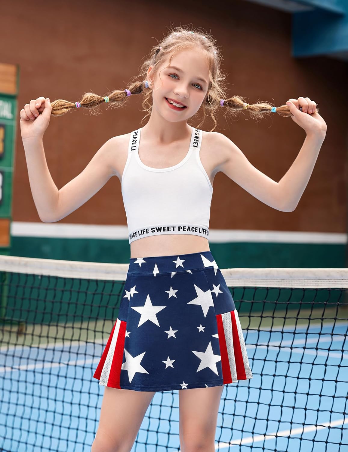 Arshiner Girl's Sport Skirts with Shorts Athletic Pleated Skort Colorful Performance Skorts