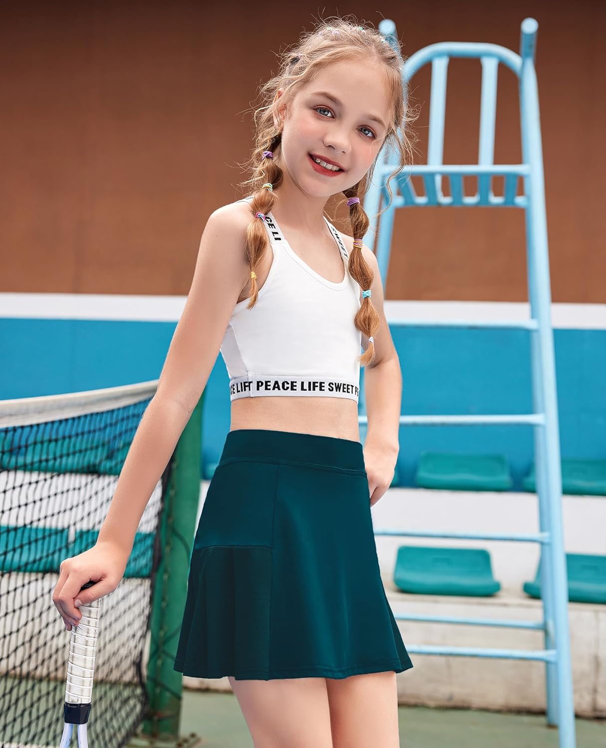 Arshiner Girl's Sport Skirts with Shorts Athletic Pleated Skort Colorful Performance Skorts