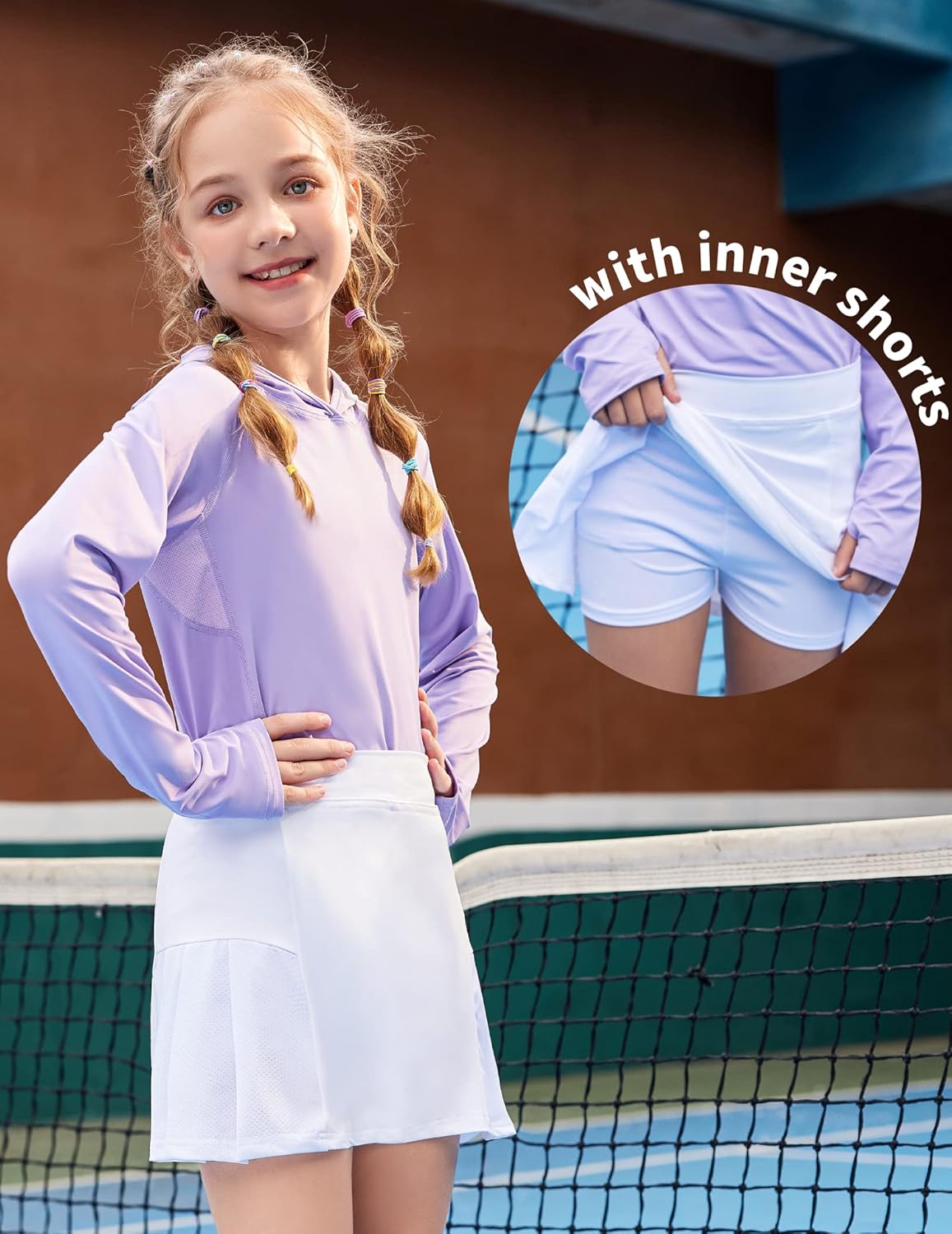 Arshiner Girl's Sport Skirts with Shorts Athletic Pleated Skort Colorful Performance Skorts
