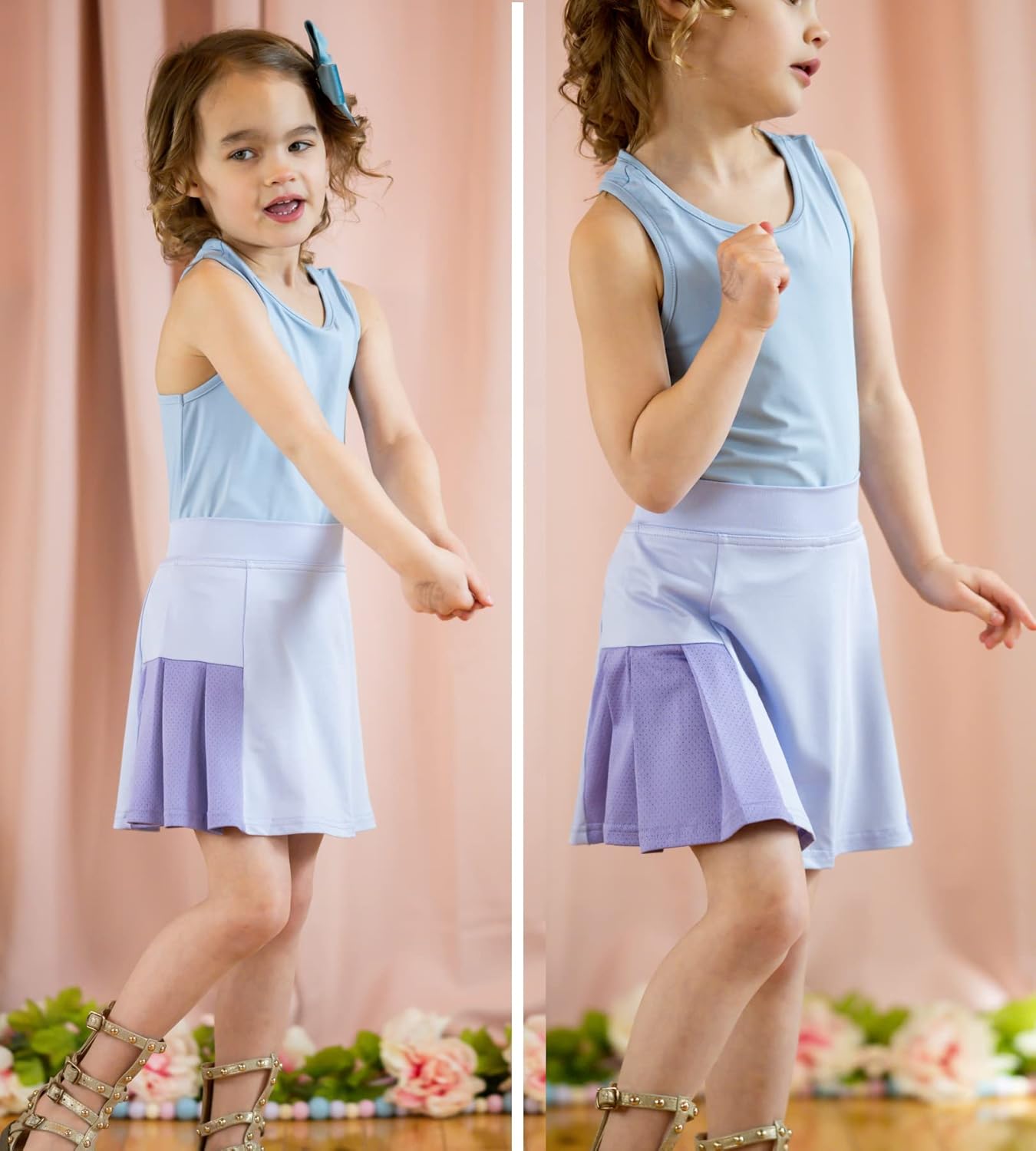Arshiner Girl's Sport Skirts with Shorts Athletic Pleated Skort Colorful Performance Skorts