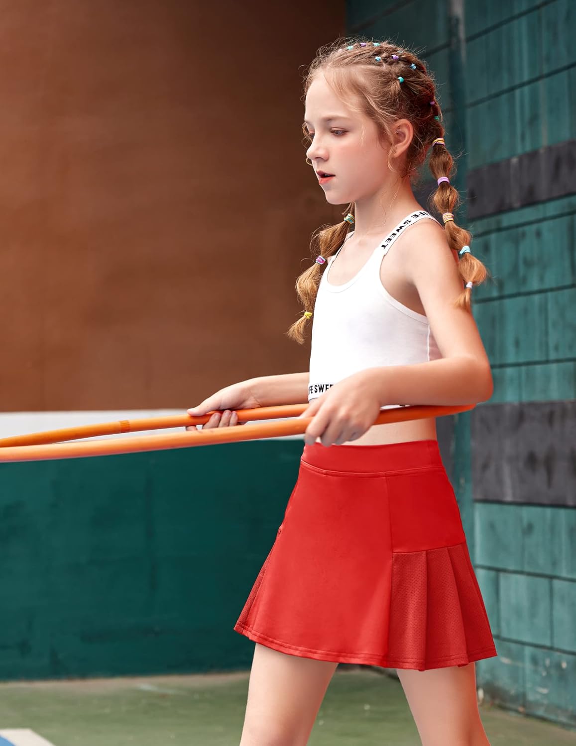Arshiner Girl's Sport Skirts with Shorts Athletic Pleated Skort Colorful Performance Skorts