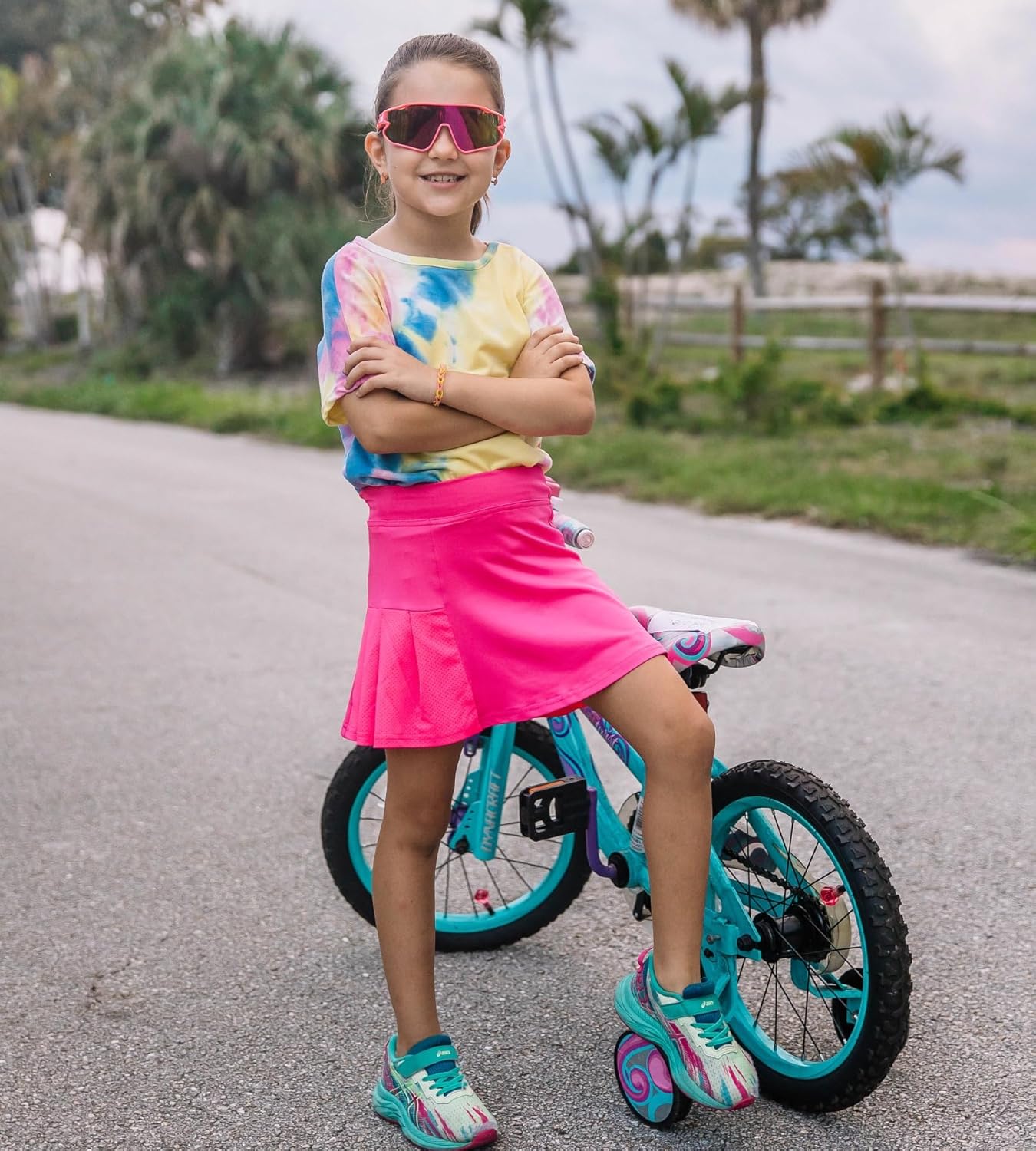 Arshiner Girl's Sport Skirts with Shorts Athletic Pleated Skort Colorful Performance Skorts