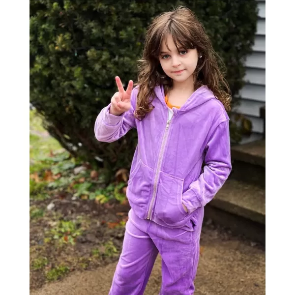 Arshiner 2 Piece Outfits for Girls Velour Tracksuit Hoodie and Jogger Set Sweatsuit Athletic Clothes Sets