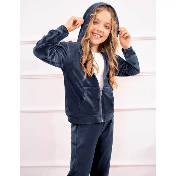 Arshiner 2 Piece Outfits for Girls Velour Tracksuit Hoodie and Jogger Set Sweatsuit Athletic Clothes Sets