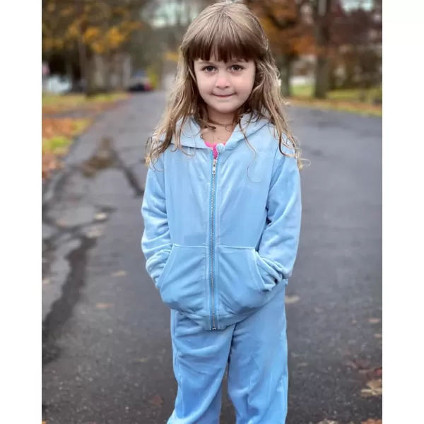 Arshiner 2 Piece Outfits for Girls Velour Tracksuit Hoodie and Jogger Set Sweatsuit Athletic Clothes Sets