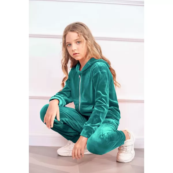 Arshiner 2 Piece Outfits for Girls Velour Tracksuit Hoodie and Jogger Set Sweatsuit Athletic Clothes Sets