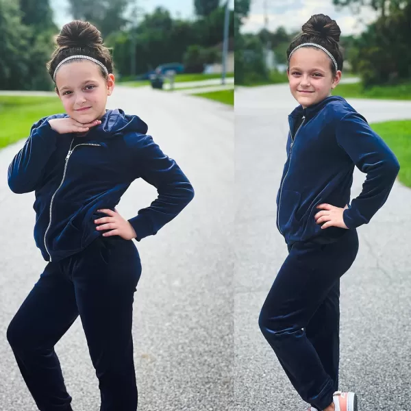 Arshiner 2 Piece Outfits for Girls Velour Tracksuit Hoodie and Jogger Set Sweatsuit Athletic Clothes Sets