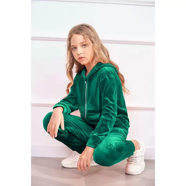 Arshiner 2 Piece Outfits for Girls Velour Tracksuit Hoodie and Jogger Set Sweatsuit Athletic Clothes Sets