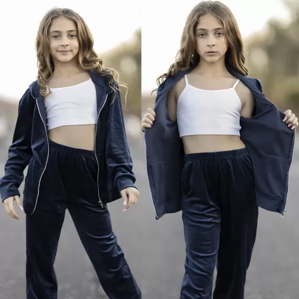 Arshiner 2 Piece Outfits for Girls Velour Tracksuit Hoodie and Jogger Set Sweatsuit Athletic Clothes Sets