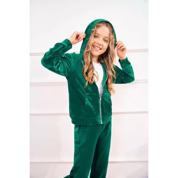 Arshiner 2 Piece Outfits for Girls Velour Tracksuit Hoodie and Jogger Set Sweatsuit Athletic Clothes Sets