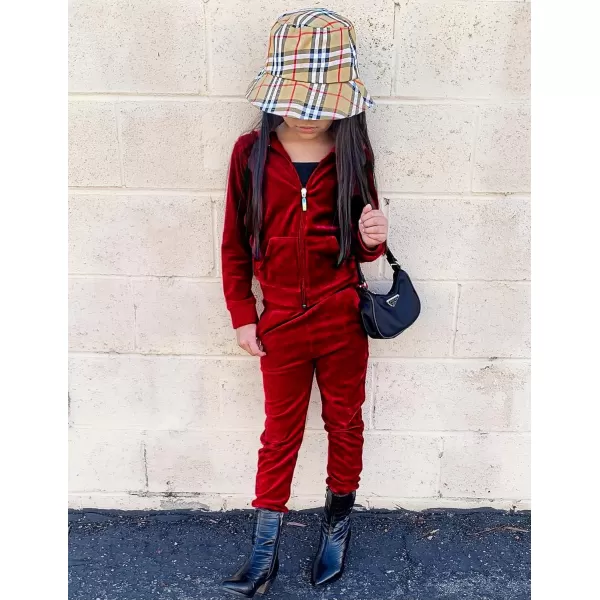 Arshiner 2 Piece Outfits for Girls Velour Tracksuit Hoodie and Jogger Set Sweatsuit Athletic Clothes Sets