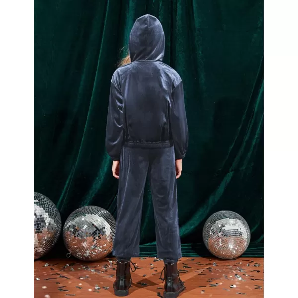 Arshiner 2 Piece Outfits for Girls Velour Tracksuit Hoodie and Jogger Set Sweatsuit Athletic Clothes Sets