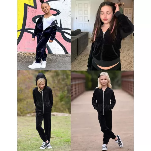 Arshiner 2 Piece Outfits for Girls Velour Tracksuit Hoodie and Jogger Set Sweatsuit Athletic Clothes Sets
