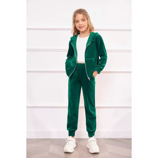 Arshiner 2 Piece Outfits for Girls Velour Tracksuit Hoodie and Jogger Set Sweatsuit Athletic Clothes Sets