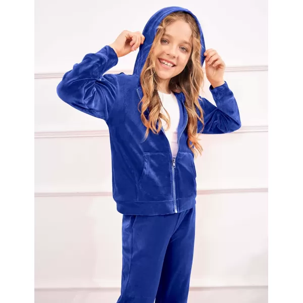 Arshiner 2 Piece Outfits for Girls Velour Tracksuit Hoodie and Jogger Set Sweatsuit Athletic Clothes Sets