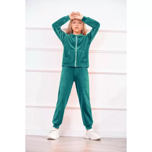 Arshiner 2 Piece Outfits for Girls Velour Tracksuit Hoodie and Jogger Set Sweatsuit Athletic Clothes Sets