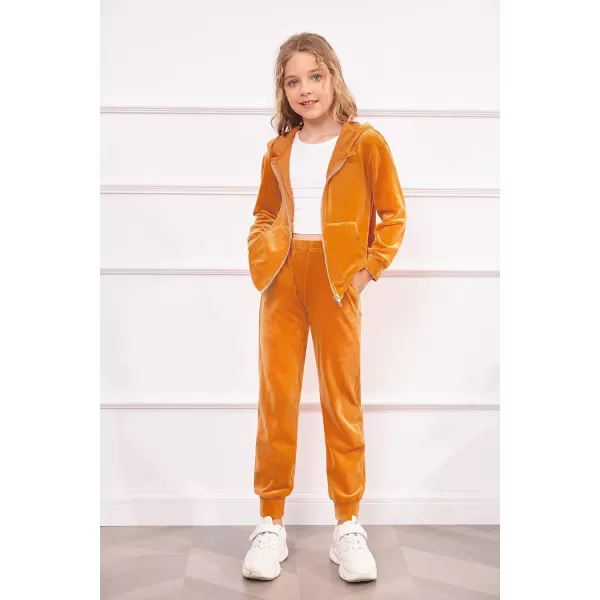 Arshiner 2 Piece Outfits for Girls Velour Tracksuit Hoodie and Jogger Set Sweatsuit Athletic Clothes Sets