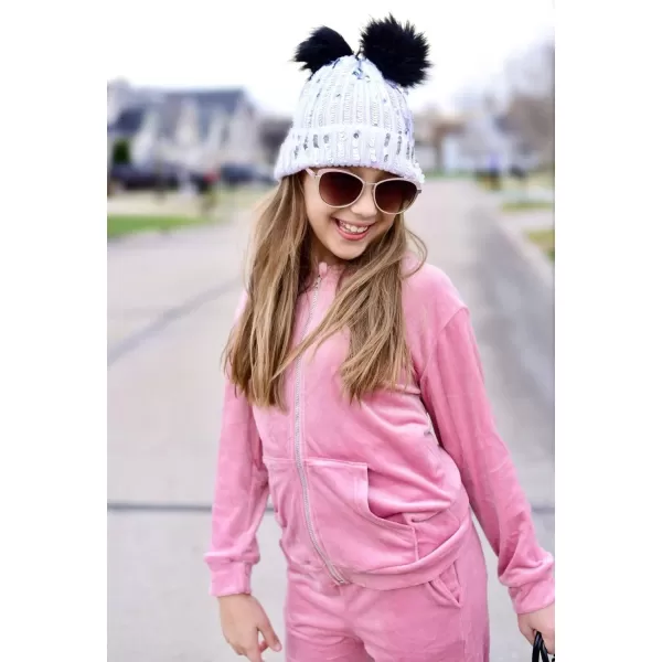 Arshiner 2 Piece Outfits for Girls Velour Tracksuit Hoodie and Jogger Set Sweatsuit Athletic Clothes Sets