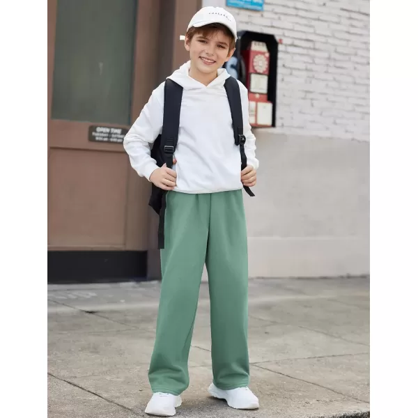 Arshiner Boys Casual Pants Fleece Sweatpants Lightweight Open Bottom Lounge Pants Drawstring Jogger Pants with Pockets