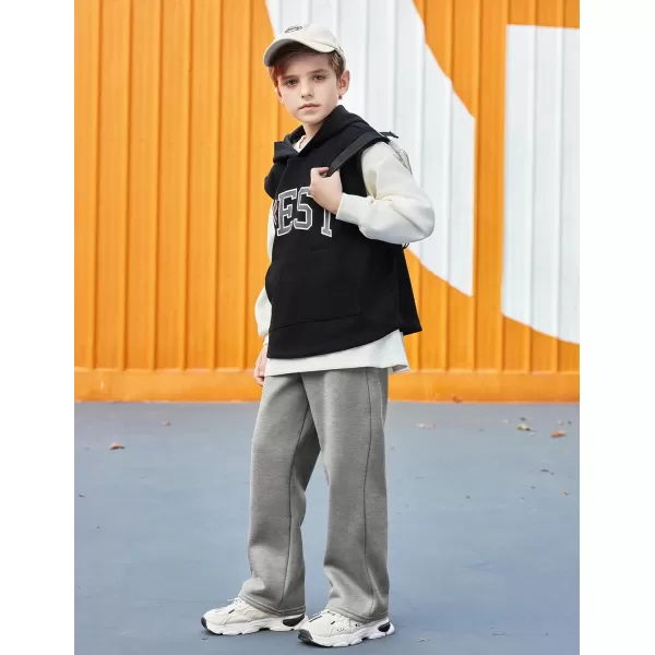 Arshiner Boys Casual Pants Fleece Sweatpants Lightweight Open Bottom Lounge Pants Drawstring Jogger Pants with Pockets