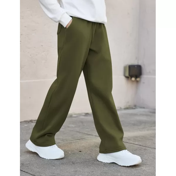 Arshiner Boys Casual Pants Fleece Sweatpants Lightweight Open Bottom Lounge Pants Drawstring Jogger Pants with Pockets