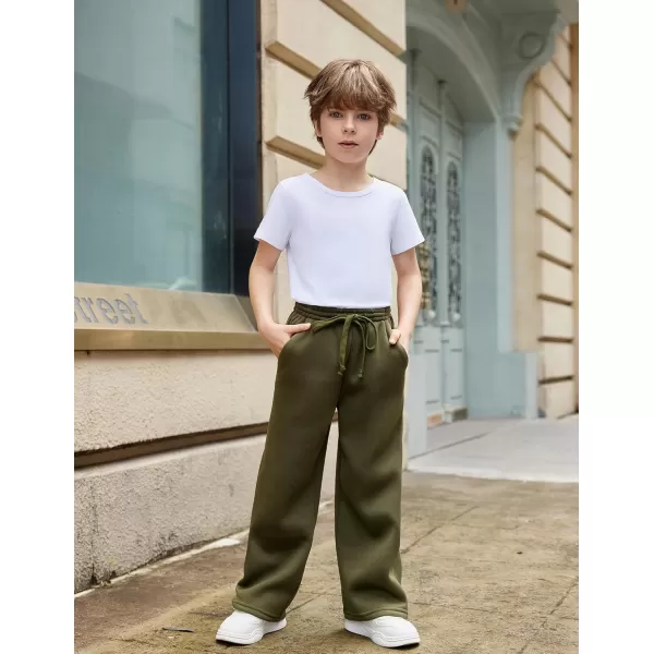 Arshiner Boys Casual Pants Fleece Sweatpants Lightweight Open Bottom Lounge Pants Drawstring Jogger Pants with Pockets