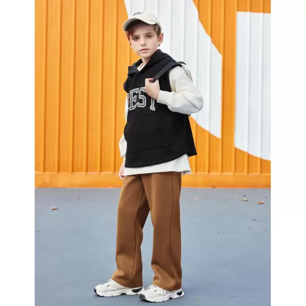 Arshiner Boys Casual Pants Fleece Sweatpants Lightweight Open Bottom Lounge Pants Drawstring Jogger Pants with Pockets