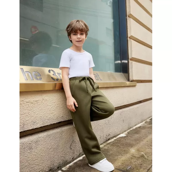 Arshiner Boys Casual Pants Fleece Sweatpants Lightweight Open Bottom Lounge Pants Drawstring Jogger Pants with Pockets