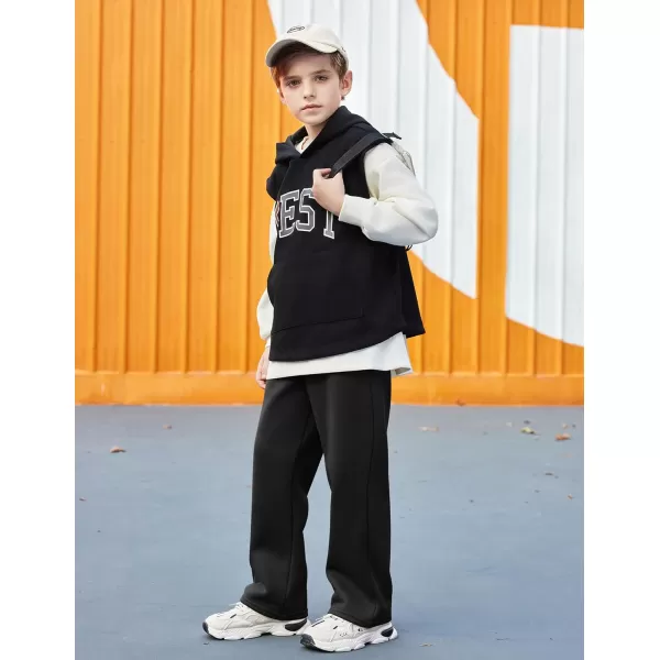 Arshiner Boys Casual Pants Fleece Sweatpants Lightweight Open Bottom Lounge Pants Drawstring Jogger Pants with Pockets