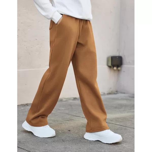 Arshiner Boys Casual Pants Fleece Sweatpants Lightweight Open Bottom Lounge Pants Drawstring Jogger Pants with Pockets