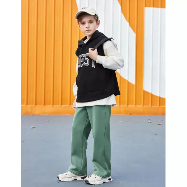 Arshiner Boys Casual Pants Fleece Sweatpants Lightweight Open Bottom Lounge Pants Drawstring Jogger Pants with Pockets