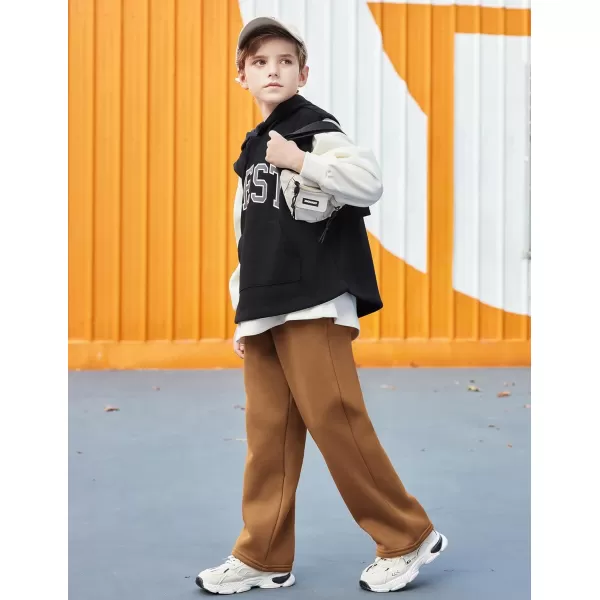 Arshiner Boys Casual Pants Fleece Sweatpants Lightweight Open Bottom Lounge Pants Drawstring Jogger Pants with Pockets