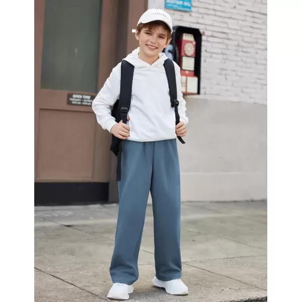 Arshiner Boys Casual Pants Fleece Sweatpants Lightweight Open Bottom Lounge Pants Drawstring Jogger Pants with Pockets