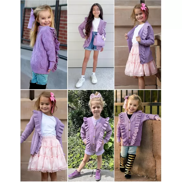 Arshiner Girls Cardigan Sweaters Ruffle School Uniform Sweater V Neck Button Front Outerwear 4-13 Years