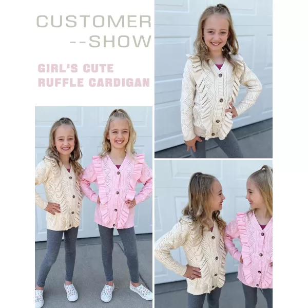 Arshiner Girls Cardigan Sweaters Ruffle School Uniform Sweater V Neck Button Front Outerwear 4-13 Years