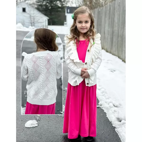 Arshiner Girls Cardigan Sweaters Ruffle School Uniform Sweater V Neck Button Front Outerwear 4-13 Years