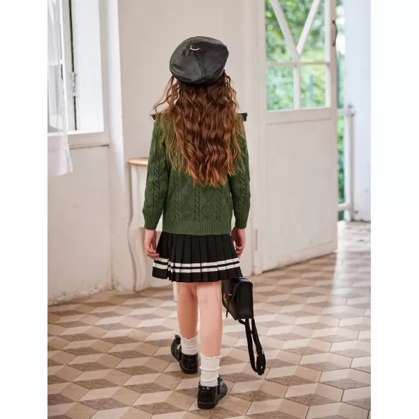 Arshiner Girls Cardigan Sweaters Ruffle School Uniform Sweater V Neck Button Front Outerwear 4-13 Years
