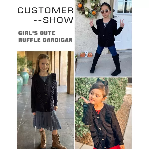 Arshiner Girls Cardigan Sweaters Ruffle School Uniform Sweater V Neck Button Front Outerwear 4-13 Years