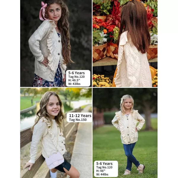 Arshiner Girls Cardigan Sweaters Ruffle School Uniform Sweater V Neck Button Front Outerwear 4-13 Years