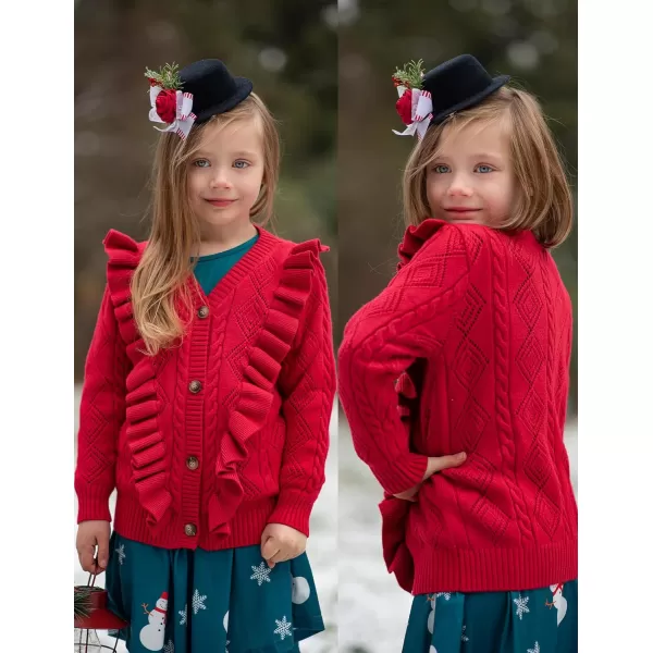 Arshiner Girls Cardigan Sweaters Ruffle School Uniform Sweater V Neck Button Front Outerwear 4-13 Years