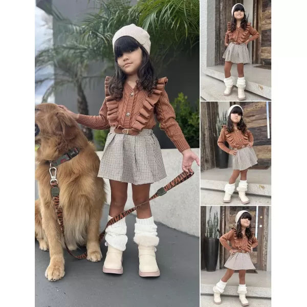 Arshiner Girls Cardigan Sweaters Ruffle School Uniform Sweater V Neck Button Front Outerwear 4-13 Years