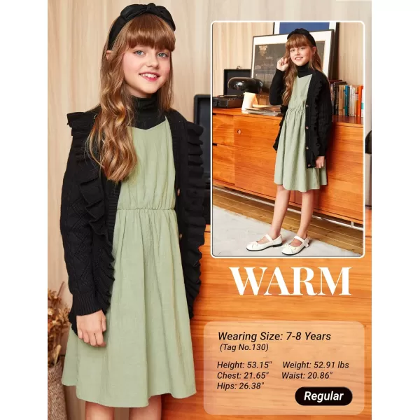 Arshiner Girls Cardigan Sweaters Ruffle School Uniform Sweater V Neck Button Front Outerwear 4-13 Years
