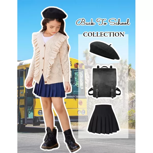 Arshiner Girls Cardigan Sweaters Ruffle School Uniform Sweater V Neck Button Front Outerwear 4-13 Years