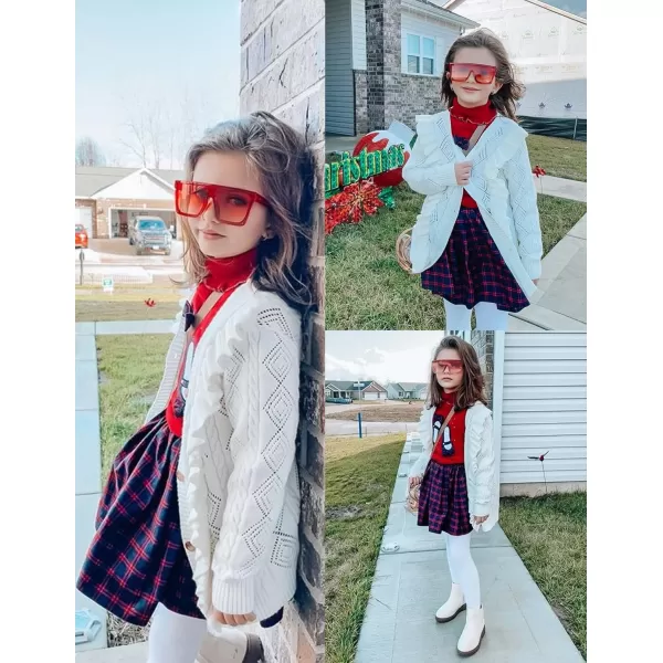 Arshiner Girls Cardigan Sweaters Ruffle School Uniform Sweater V Neck Button Front Outerwear 4-13 Years