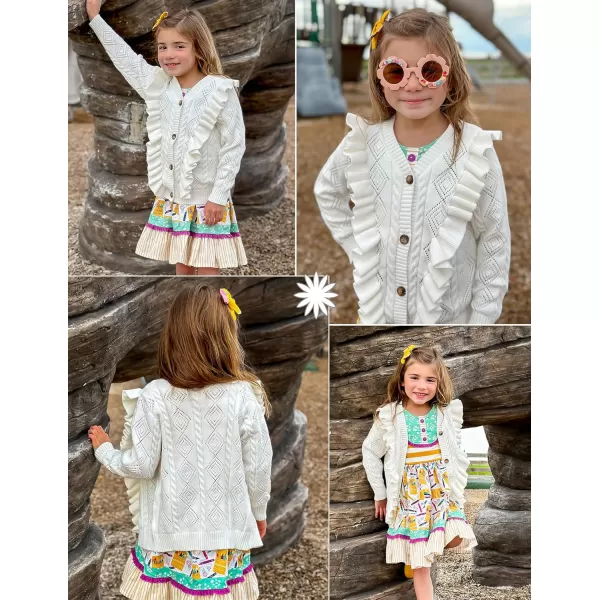 Arshiner Girls Cardigan Sweaters Ruffle School Uniform Sweater V Neck Button Front Outerwear 4-13 Years